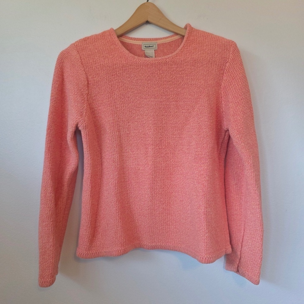 LL Bean Women's Coral Crewneck Pullover Sweater - Small